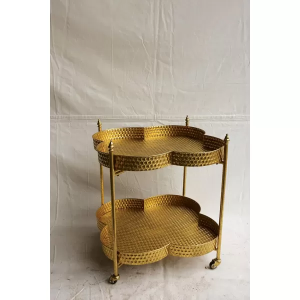 Metal Clover Shaped Bar Cart in GoldGold