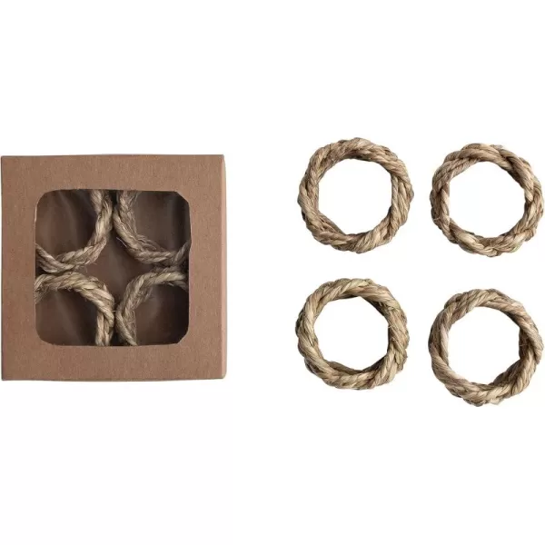 imageCreative CoOp 2 Inches Round Braided Seagrass Natural Set of 4 Napkin Ring