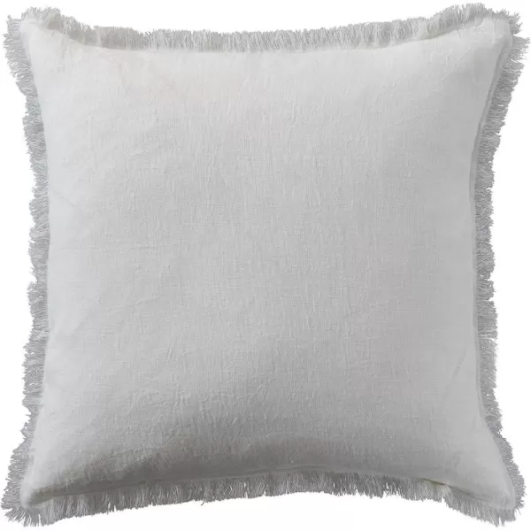 Creative CoOp 20 Inches Square Stonewashed Linen Fringe Ivory Pillow