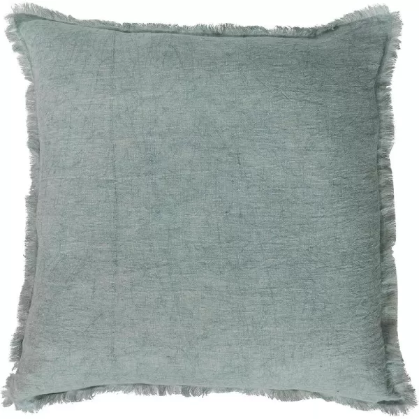 Creative CoOp 20 Inches Square Stonewashed Linen Fringe Mint Pillow