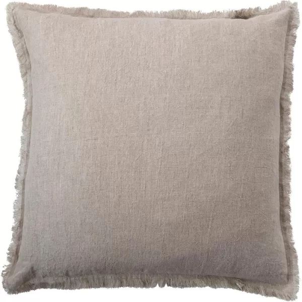 Creative CoOp 20 Inches Square Stonewashed Linen Fringe Natural Pillow