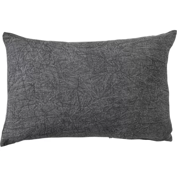 Creative CoOp 24 Inches Stonewashed Linen Lumbar Charcoal Pillow Gray