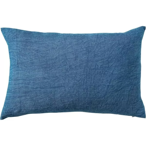 Creative CoOp 24 Inches Stonewashed Linen Lumbar Navy Pillow Blue