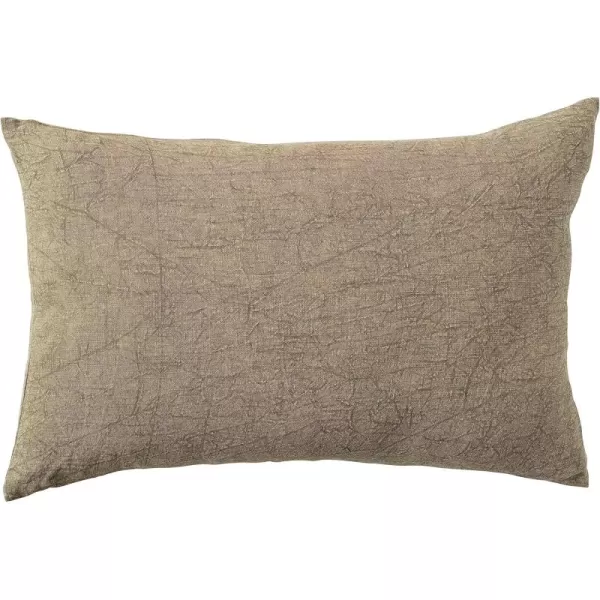 Creative CoOp 24 Inches Stonewashed Linen Lumbar Olive Pillow Green