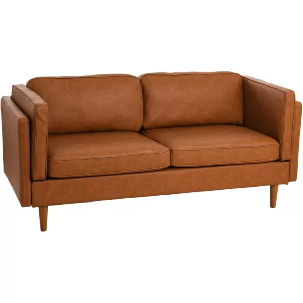 Creative CoOp Atley High Sided Sofas Vegan Cognac LeatherCognac