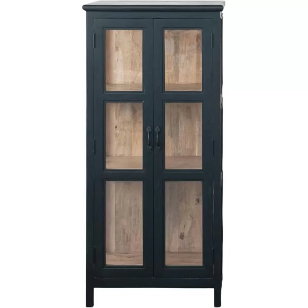 Creative CoOp Black Contemporary Mango Wood and Glass Cabinet