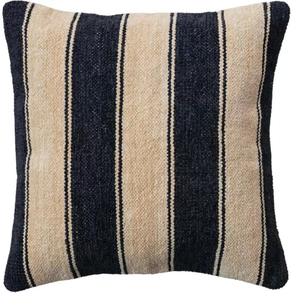 Creative CoOp Black Striped Cotton Blend Chenille Pillow Cream