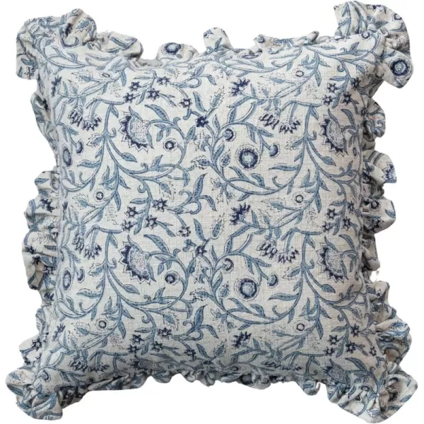 Creative CoOp Blue Square Floral Cotton Blend Pillow