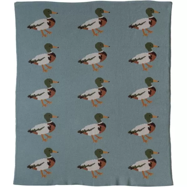 Creative CoOp Cotton Knit Duck Print Multicolor Baby Blanket Multi