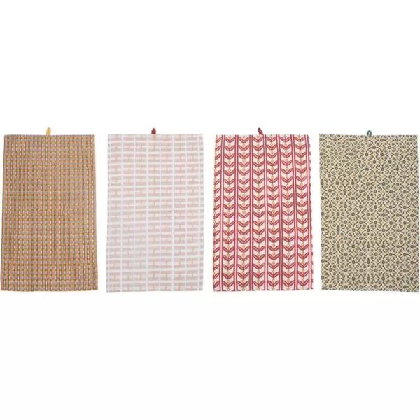 imageCreative CoOp Cotton Printed Set of 4 Styles Tea Towel Multicolored 4