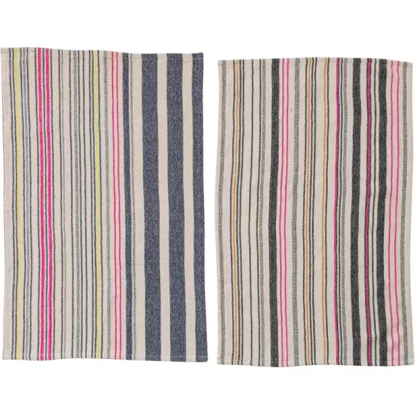 imageCreative CoOp Cotton Stripes Set of 2 Styles Multicolor Tea Towel Multi
