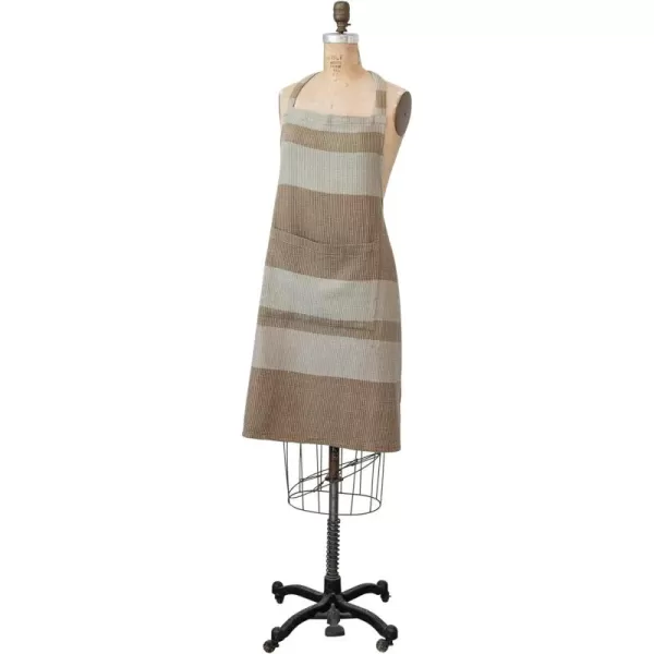 imageCreative CoOp Cotton Waffle Weave Pocket and Stripes Grey and Brown Apron OneSize Green