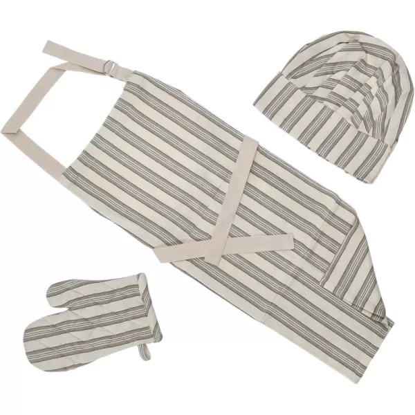 imageCreative CoOp Creative CoOp Striped Cotton Child Apron with Chef Hat and Oven Mitt Set of 3 Multicolor