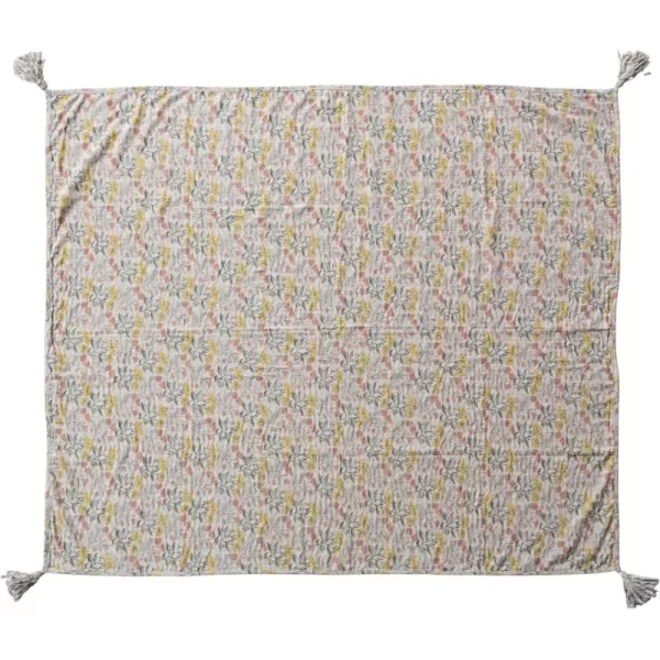 Creative CoOp Floral Cotton Chambray Throw Blanket Multicolor