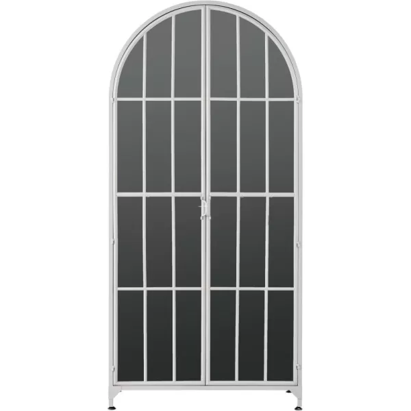 Creative CoOp Grey Modern Arched Metal Cabinet with Glass ShelvesGrey