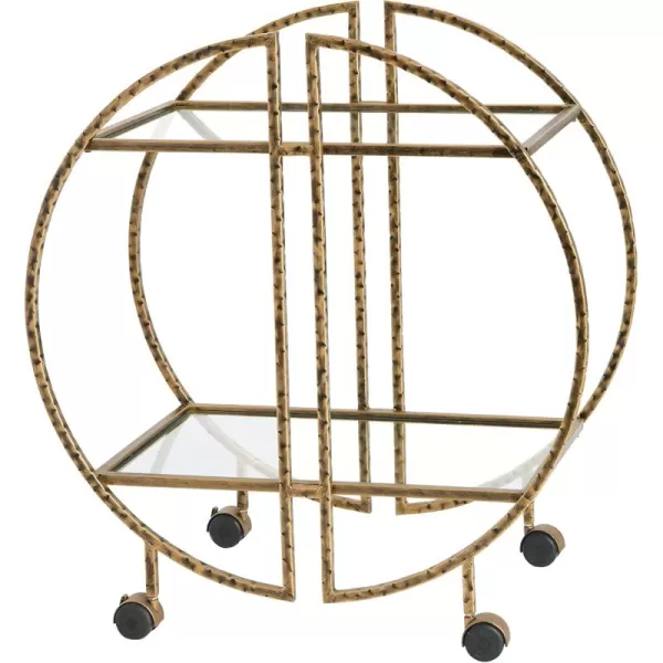 Creative CoOp Modern Hammered Brass Round Bar Cart