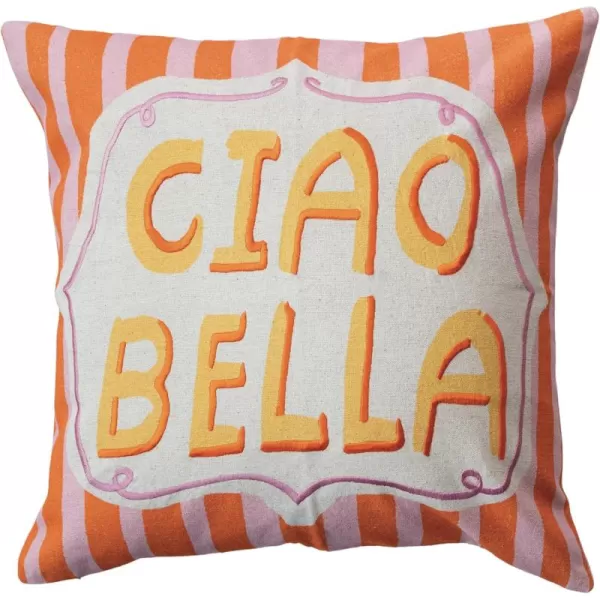 Creative CoOp Multicolor Ciao Bella Cotton and Linen Printed Pillow