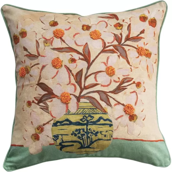 Creative CoOp Multicolor Cottage Charm Embroidered Pillow