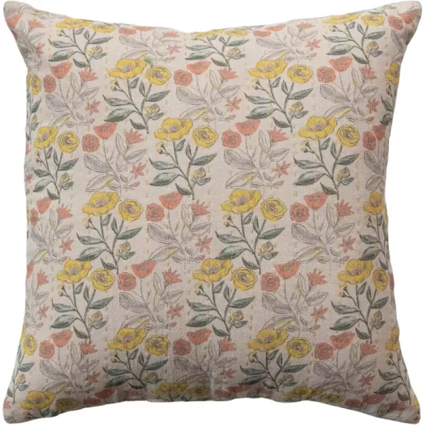 Creative CoOp Multicolor Cotton Chambray Floral Printed Pillow