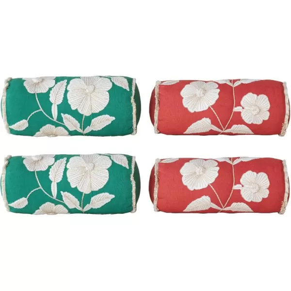 Creative CoOp Multicolor Enchanted Garden Embroidered Pillow Set Set of 2Bolster Pillow