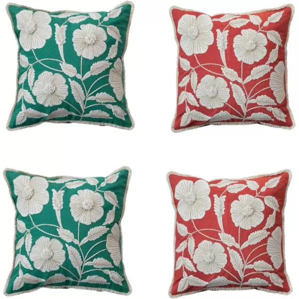 Creative CoOp Multicolor Enchanted Garden Embroidered Pillow Set Set of 2Square Pillow