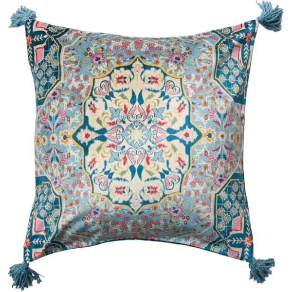 Creative CoOp Multicolor Global Tapestry Velvet Pillow with FringePattern 2