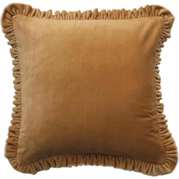 Creative CoOp Mustard Velvet Ruffled Square Pillow