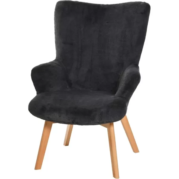 Creative CoOp Plush Wingback Chair WhiteDark Grey