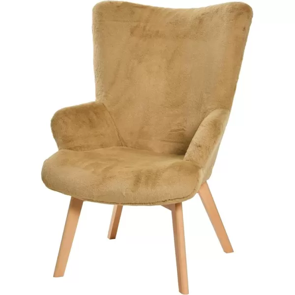 Creative CoOp Plush Wingback Chair WhiteLight Brown