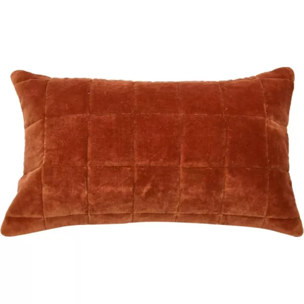 Creative CoOp Quilted Velvet Lumbar Pillow Cover 12quot x 20quot GreenRust
