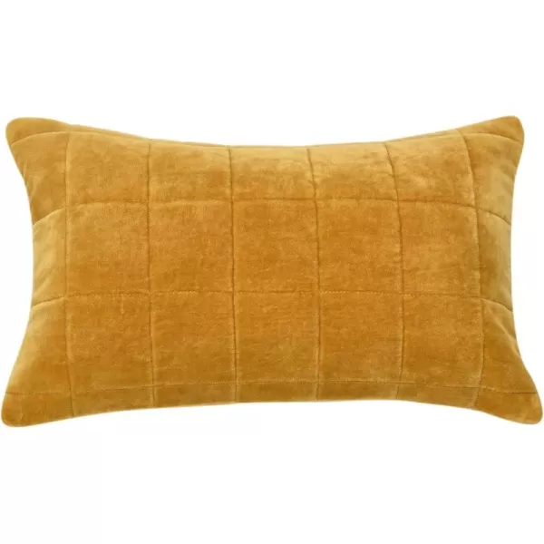 Creative CoOp Quilted Velvet Lumbar Pillow Cover 12quot x 20quot GreenYellow