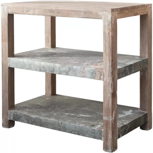 Creative CoOp Reclaimed Wood and Metal Clad Credenza with 2 Shelves Natural
