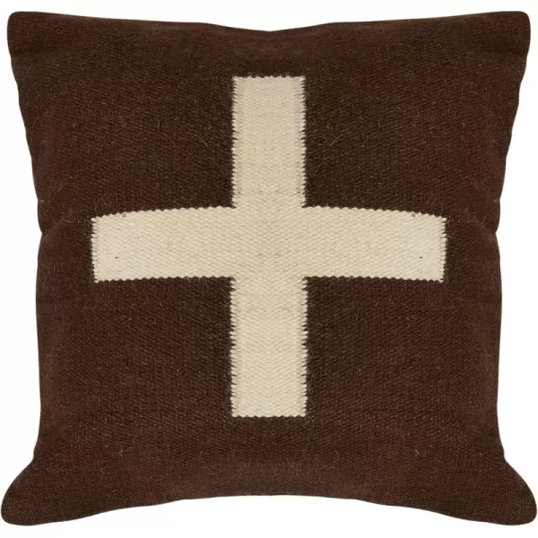 imageCreative CoOp Swiss Cross Cotton Wool Throw Pillow Brown and CreamBrown and Cream