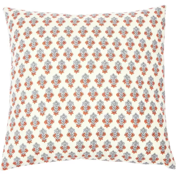 imageCreative CoOp Vintage Inspired Floral Block Pattern Square Cotton Decorative Throw Pillow Black ampamp WhiteRed  Cream
