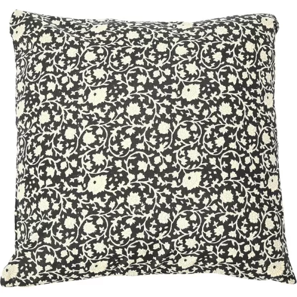 imageCreative CoOp Vintage Inspired Floral Block Pattern Square Cotton Decorative Throw Pillow Black ampamp WhiteWhite  Black