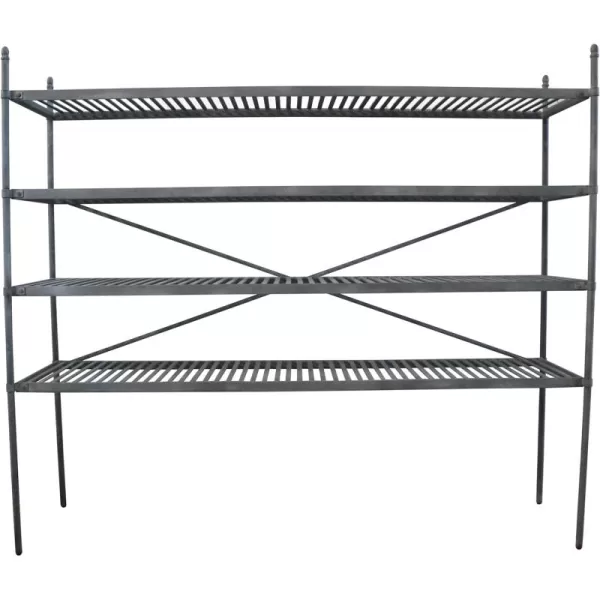 Creative CoOp Vintage Reproduction Metal Shelf with Slatted Shelves Zinc Finish