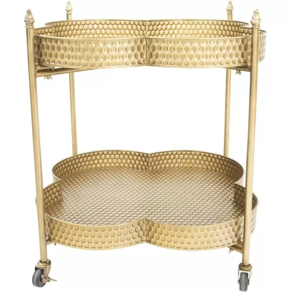 Metal Clover Shaped Bar Cart in GoldAntiqued Brass