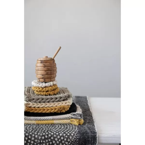 imageCreative CoOp Cotton Crocheted Set of 4 4 Colors Coasters 4quot L x 4quot W x 0quot H MulticolorCircle