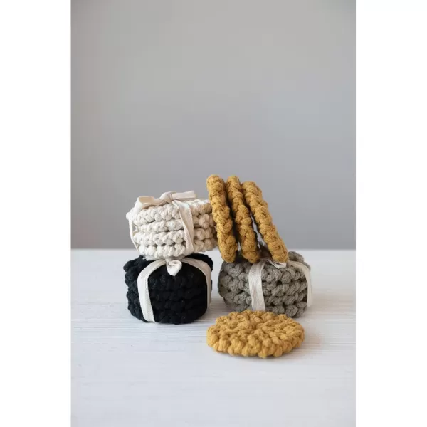 imageCreative CoOp Cotton Crocheted Set of 4 4 Colors Coasters 4quot L x 4quot W x 0quot H MulticolorCircle