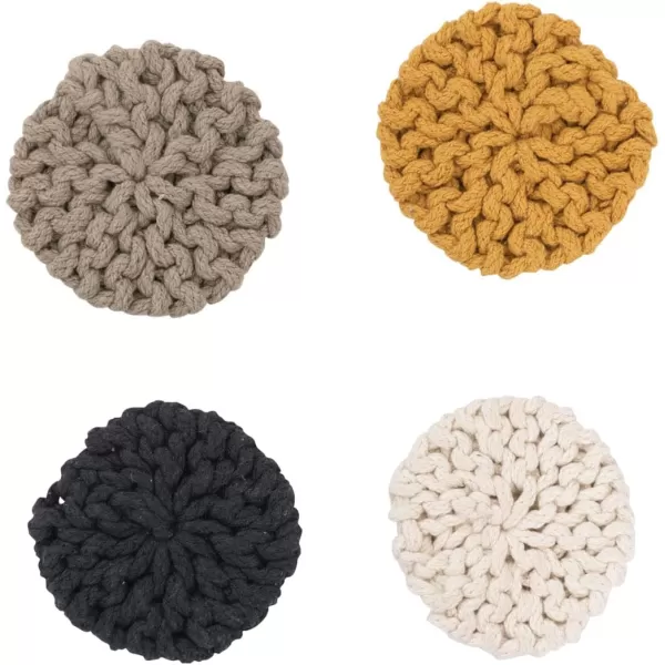imageCreative CoOp Cotton Crocheted Set of 4 4 Colors Coasters 4quot L x 4quot W x 0quot H MulticolorCircle