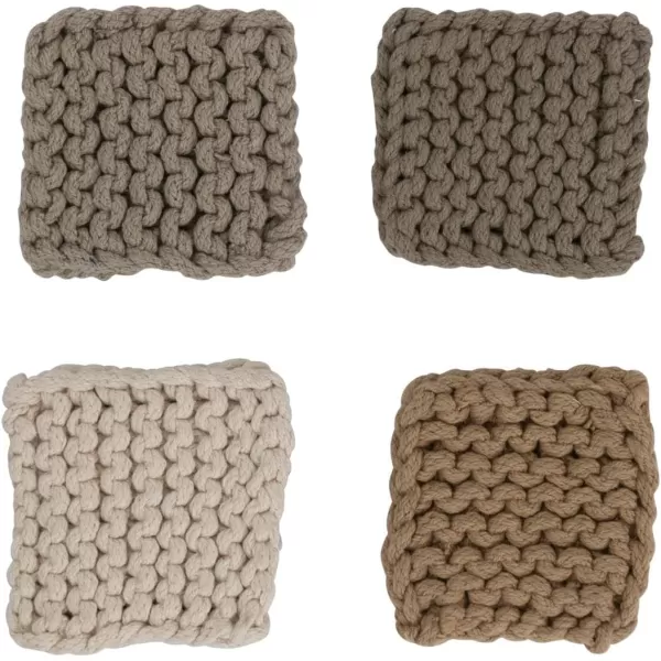imageCreative CoOp Cotton Crocheted Set of 4 4 Colors Coasters 4quot L x 4quot W x 0quot H MulticolorSquare
