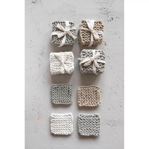 imageCreative CoOp Cotton Crocheted Set of 4 4 Colors Coasters 4quot L x 4quot W x 0quot H MulticolorSquare