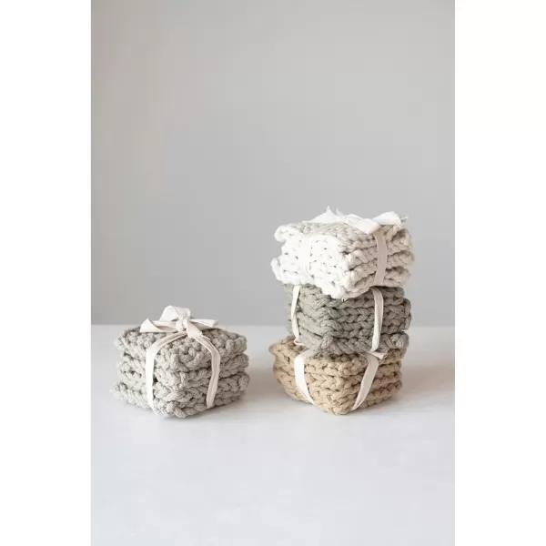 imageCreative CoOp Cotton Crocheted Set of 4 4 Colors Coasters 4quot L x 4quot W x 0quot H MulticolorSquare