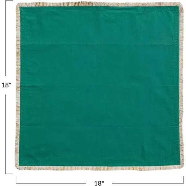 imageCreative CoOp Elegant Embroidered Fringe Cotton Napkins Green and Cream