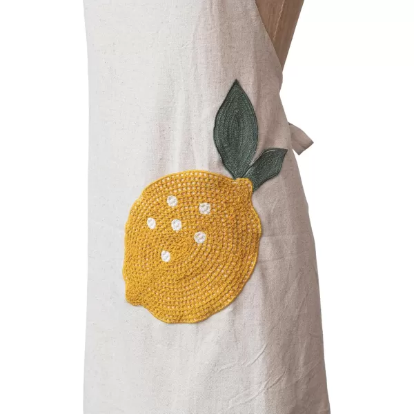 imageCreative CoOp Embroidered Cotton and Linen Apron with Pocket Cream and Yellow