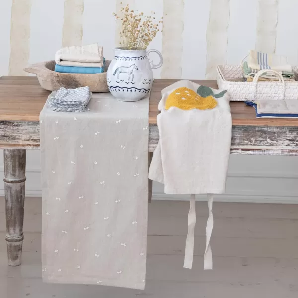 imageCreative CoOp Embroidered Cotton and Linen Apron with Pocket Cream and Yellow