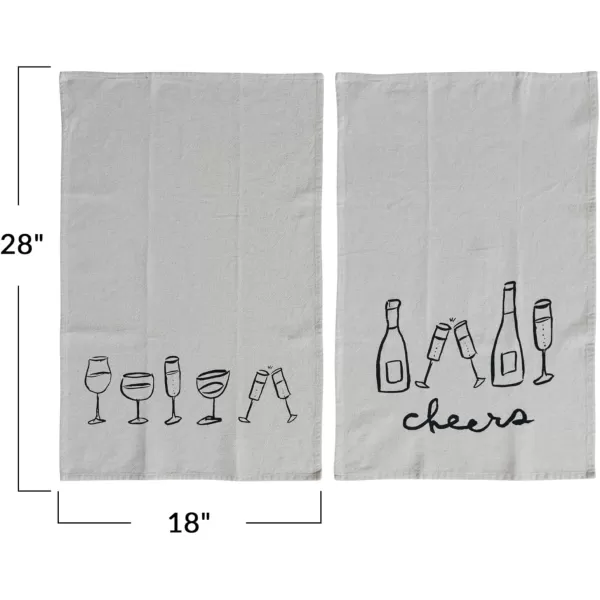imageCreative CoOp Spirited Mix Cotton and Linen Cocktail Tea Towels Natural and Black Set of 2