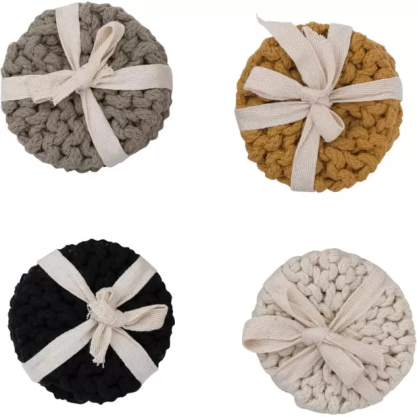 imageCreative CoOp Cotton Crocheted Set of 4 4 Colors Coasters 4quot L x 4quot W x 0quot H MulticolorCircle