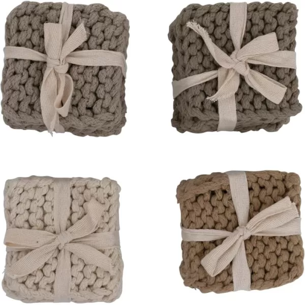 imageCreative CoOp Cotton Crocheted Set of 4 4 Colors Coasters 4quot L x 4quot W x 0quot H MulticolorSquare