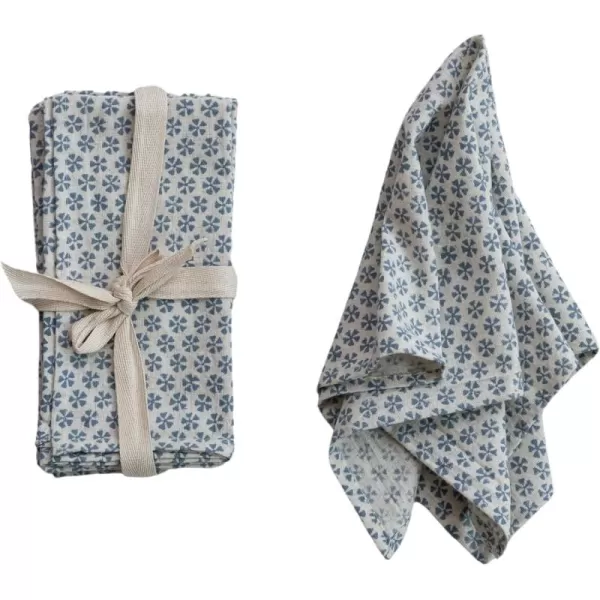 imageCreative CoOp Patterned Cotton and Linen Napkin Set Blue Set of 4